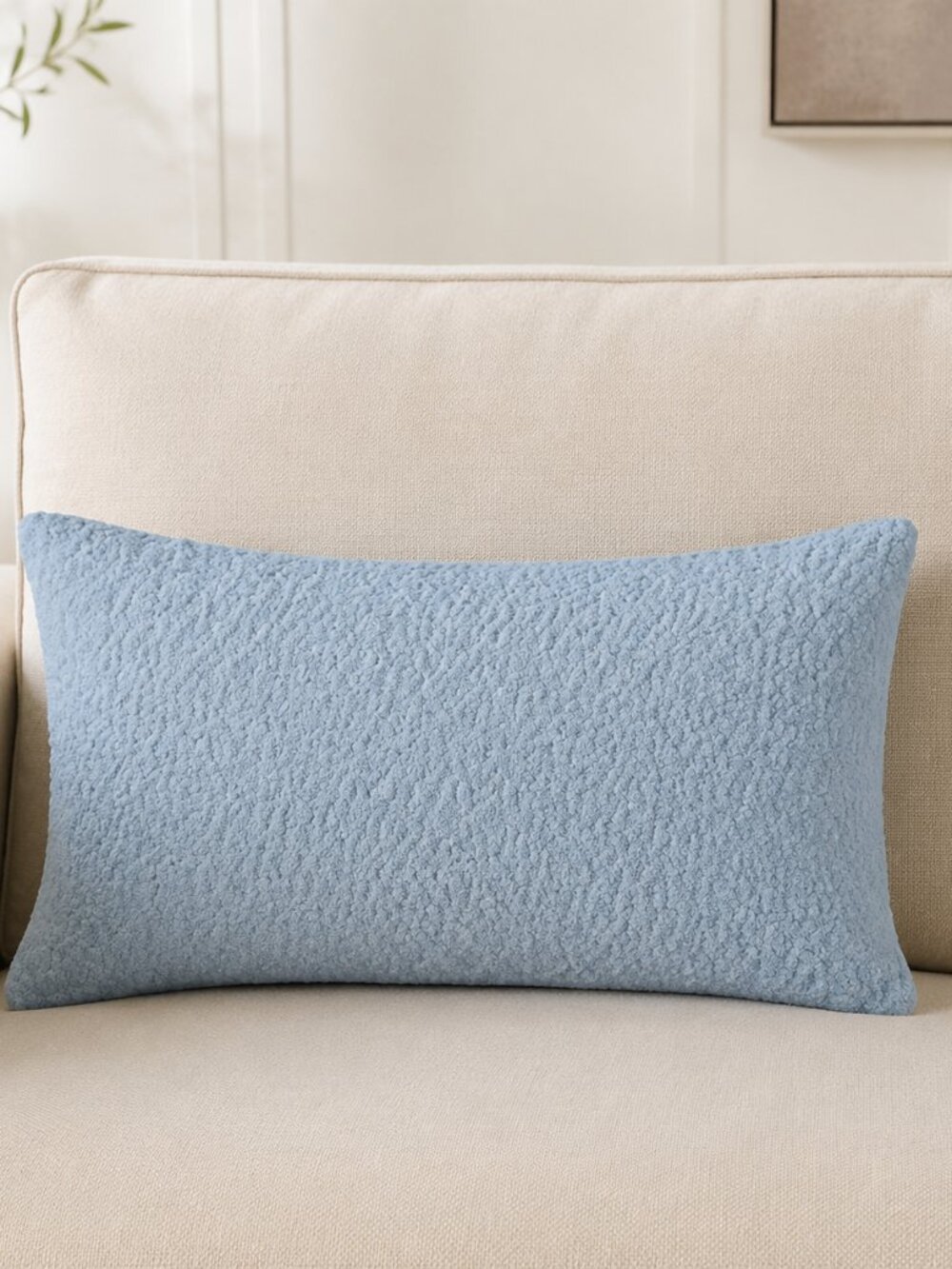 Hotel Collection Textured Boucle Decorative Pillow, 14" X 26", Blue